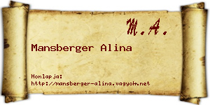 Mansberger Alina névjegykártya